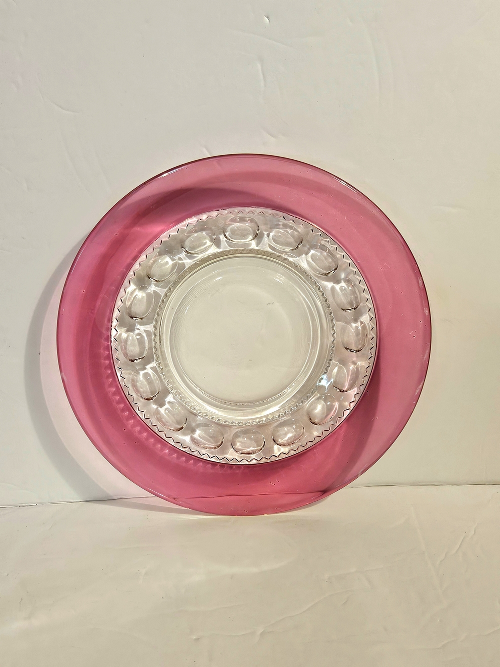 Vintage Tiffin Franciscan Glass Salad Plate with Pink Rim - Stylish Accent Plate